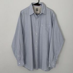 Timberland Men's Large Long Sleeve Shirt Button‎ Up 100% Cotton Blue & White